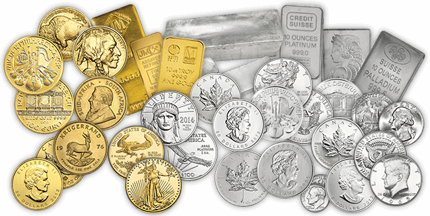 Gold coins and silver rounds
